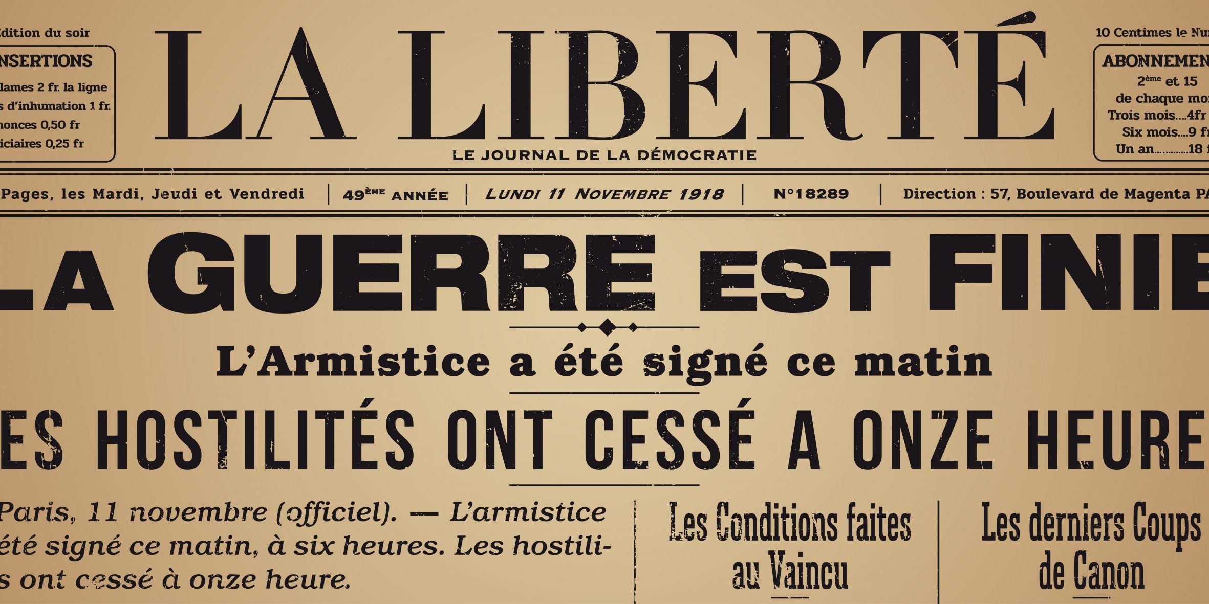 Centenaire 14-18 – Journal Armistice